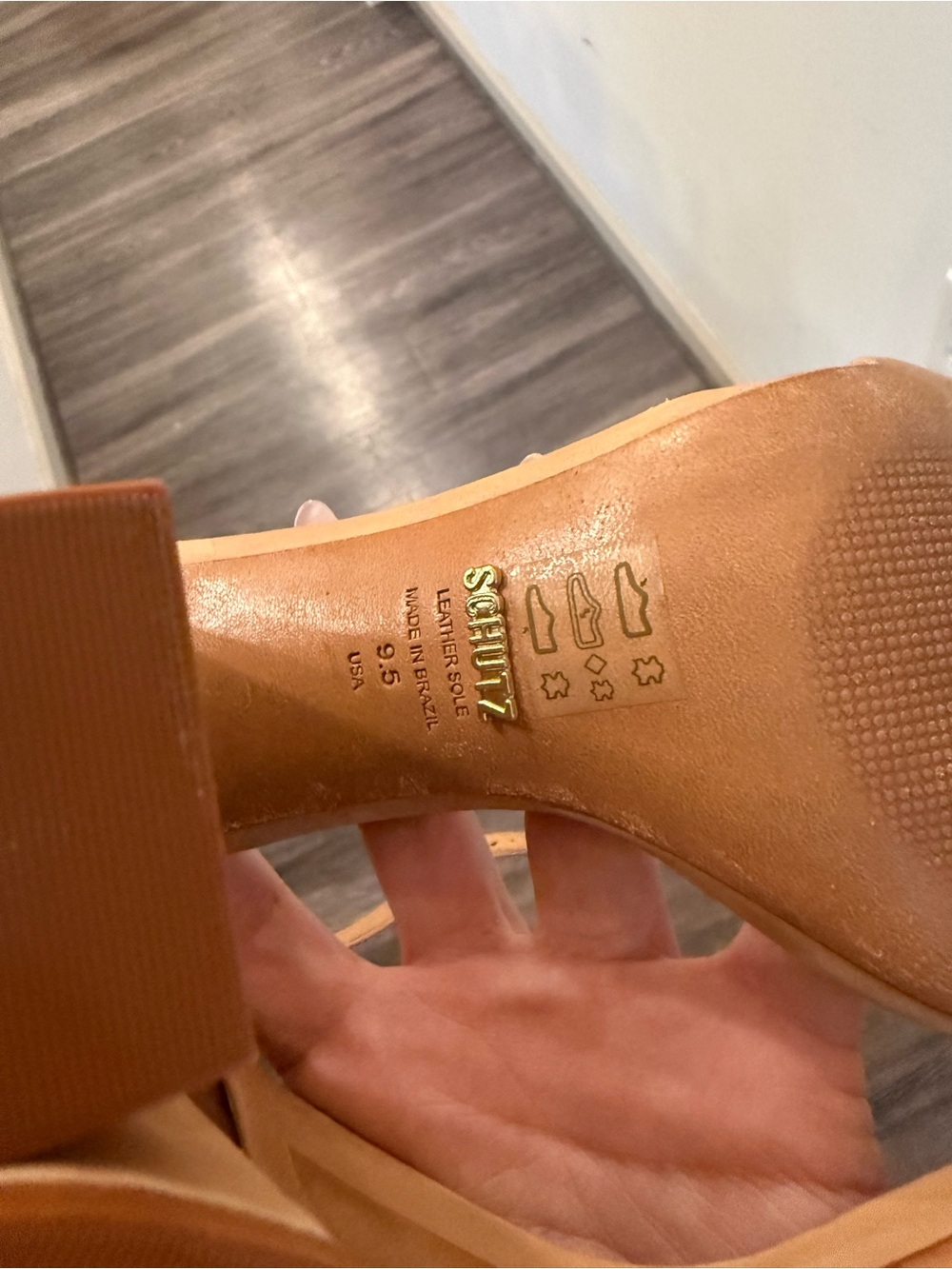 SCHUTZ Enida Block Heel Sandals in Taupe Suede - Picture 5 of 5